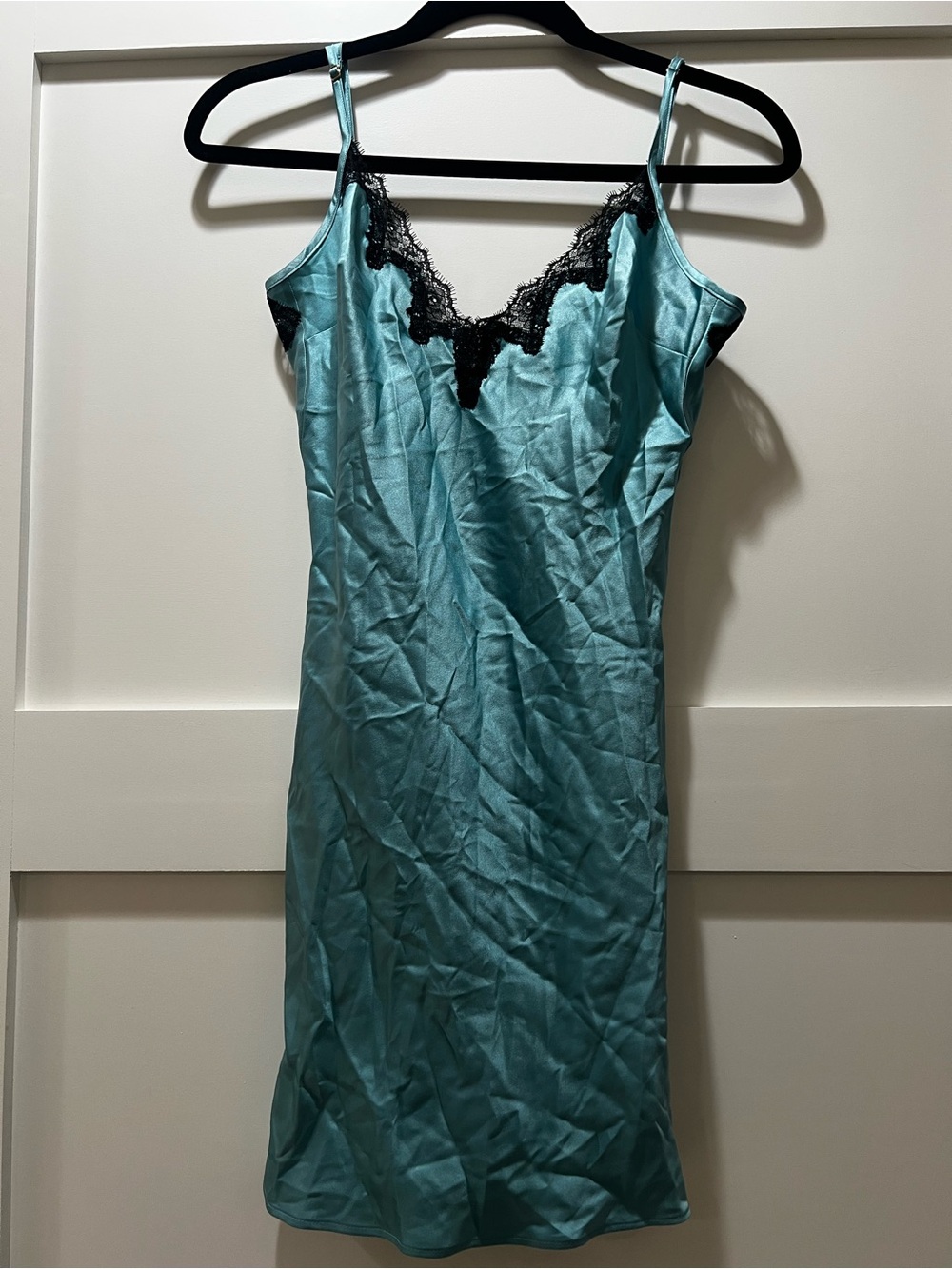 NWT Victorias Secret Teal Lace-Trim Slip Dress